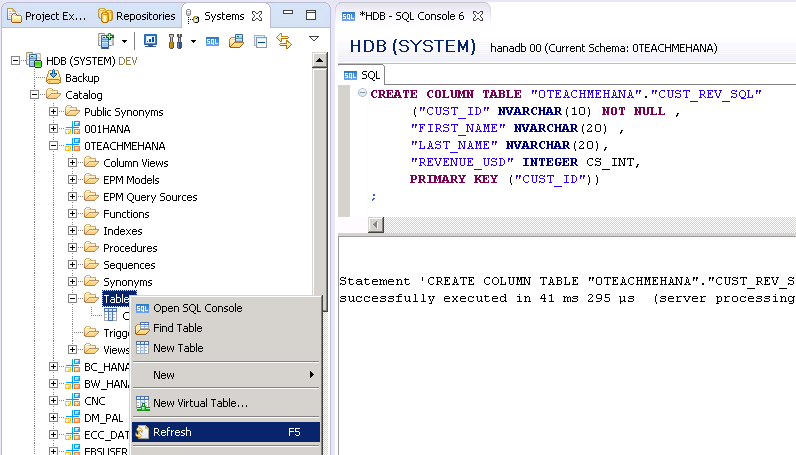 SAP HANA TABLE SQL SCRIPT TABLE