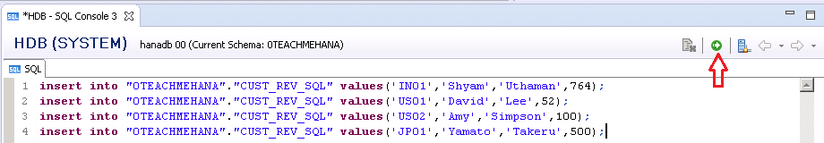 INSERT data using SQL Statement