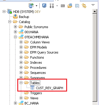 SAP HANA TABLE SCHEMA