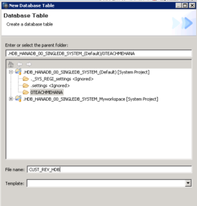 SAP HANA HDB TABLE HDBTABLE CREATE HDB TABLE