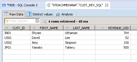 SAP HANA SQL SCRIPT INSERT STATEMENT