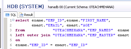 SAP HANA SQL SCRIPT SQL JOIN UNION ALL LEFT OUTER JOIN INNER JOIN