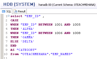 SAP HANA SQL SCRIPT SQL CASE STATEMENT NESTED SELECT