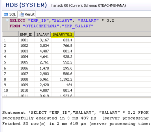 HANA SQL SELECT Statement Part 3