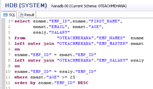 HANA SQL SELECT Statement Part 9