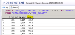 HANA SQL SELECT Statement Part 3