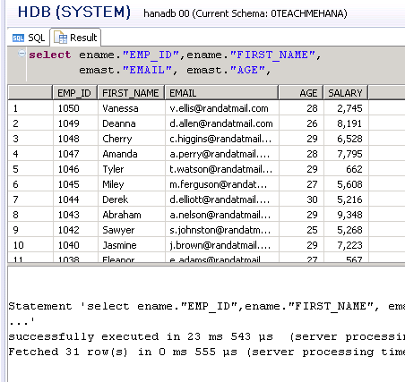 HANA SQL SELECT Statement Part 9