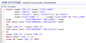 HANA SQL SELECT Statement Part 9