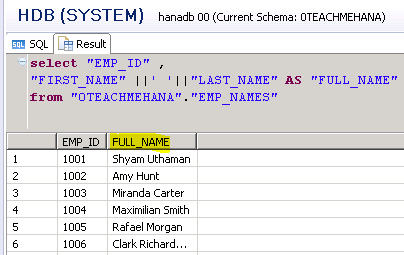 HANA SQL SELECT Statement Part 4