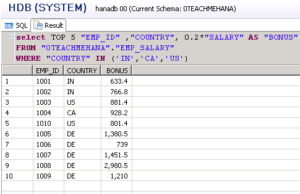 HANA SQL SELECT Statement Part 9