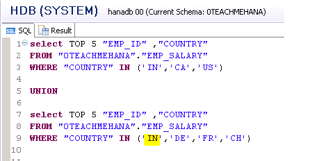 SAP HANA SQL SCRIPT SQL JOIN UNION ALL LEFT OUTER JOIN INNER JOIN