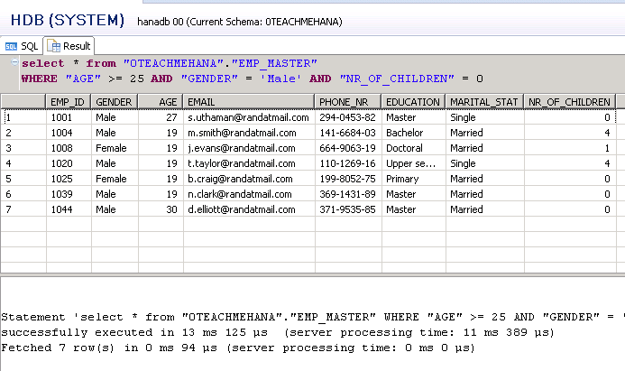 SQL SELECT Statement with WHERE