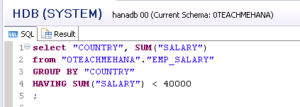 HANA SQL SELECT Statement Part 3