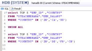 HANA SQL SELECT Statement Part 9