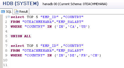 SAP HANA SQL SCRIPT SQL JOIN UNION ALL LEFT OUTER JOIN INNER JOIN