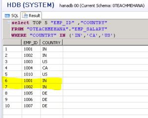 HANA SQL SELECT Statement Part 9