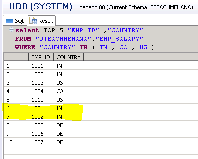 SAP HANA SQL SCRIPT SQL JOIN UNION ALL LEFT OUTER JOIN INNER JOIN