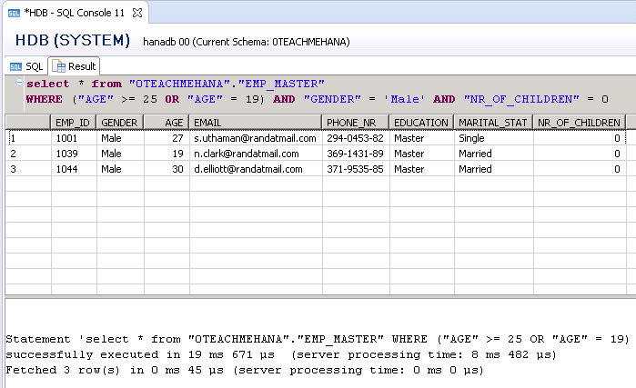 SAP HANA SQL SCRIPT SQL WHERE NOT LIKE CONDITION