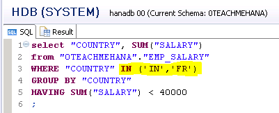 HANA SQL SELECT Statement Part 3