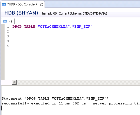 SAP HANA SQL UPDATE DELETE DROP COUNT