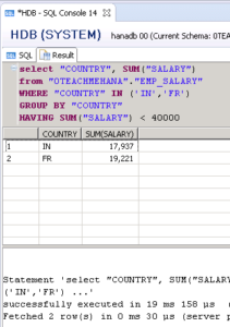 HANA SQL SELECT Statement Part 3