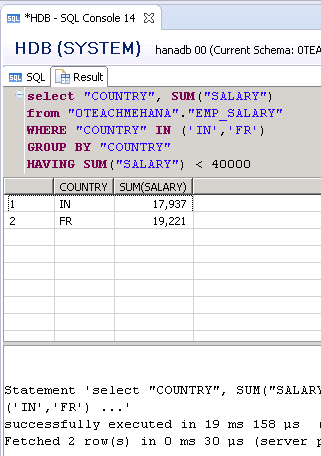 SAP HANA SQL SCRIPT GROUP BY IN BETWEEN ORDER BY CLAUSE