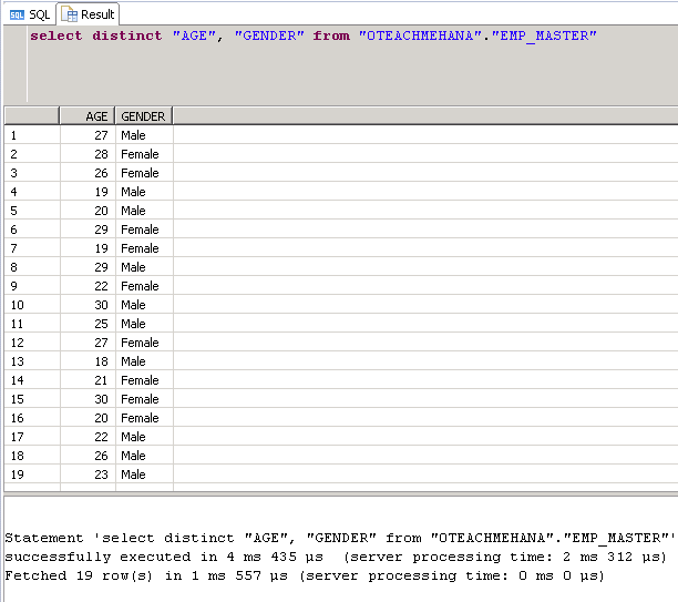 SAP HANA SQL SCRIPT TUTORIAL GUIDE SELECT DISTINCT TOP KEYWORD