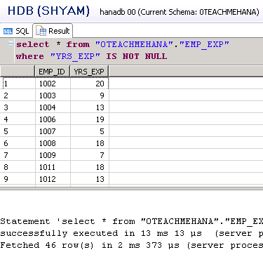 HANA SQL SELECT Statement Part 7