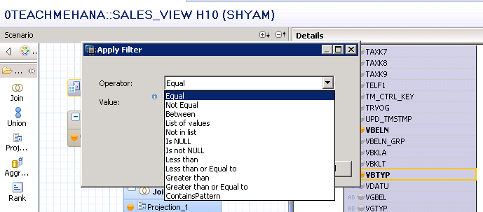 SAP HANA FILTERS FILTER CONSTANT FILTER GRAPHICAL CALCULATION VIEW