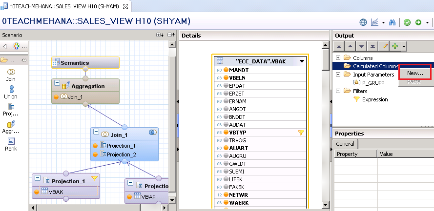 SAP HANA CALCULATED COLUMN CALCULATION VIEW GRAPHICAL VIEW