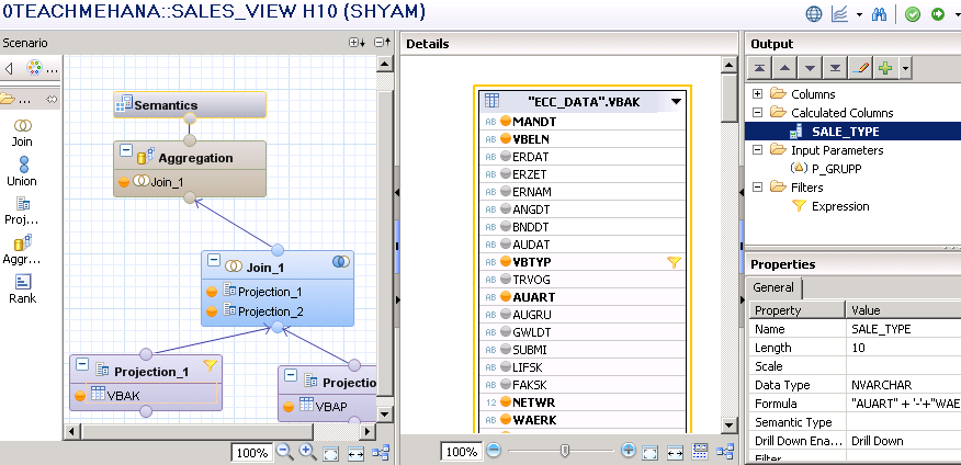 SAP HANA CALCULATED COLUMN CALCULATION VIEW GRAPHICAL VIEW