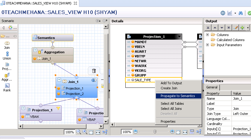 SAP HANA CALCULATED COLUMN CALCULATION VIEW GRAPHICAL VIEW