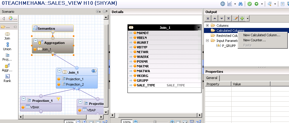 SAP HANA CALCULATED COLUMN CALCULATION VIEW GRAPHICAL VIEW