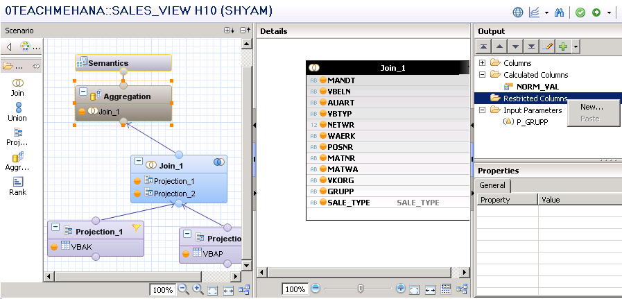 SAP HANA RESTRICTED COLUMN CALCULATION VIEW