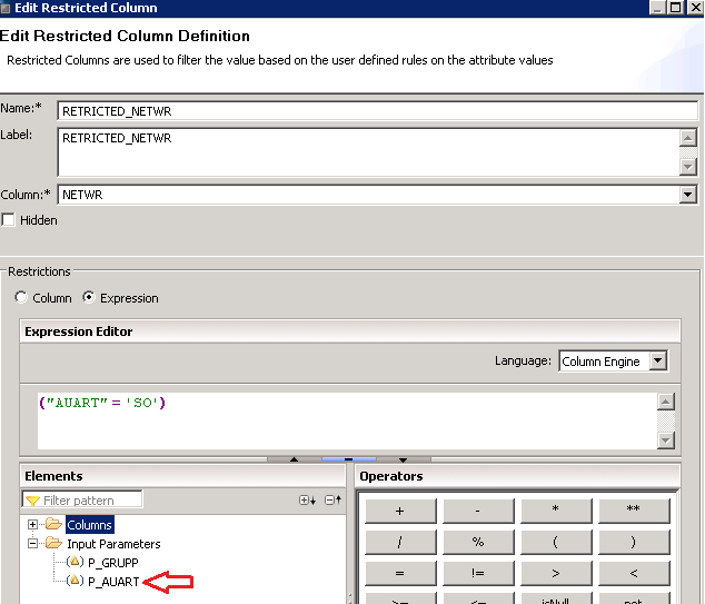 SAP HANA RESTRICTED COLUMN CALCULATION VIEW