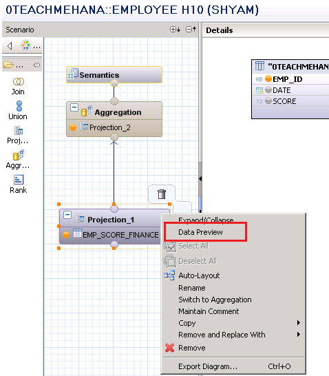 Aggregation in sap hana calculation view