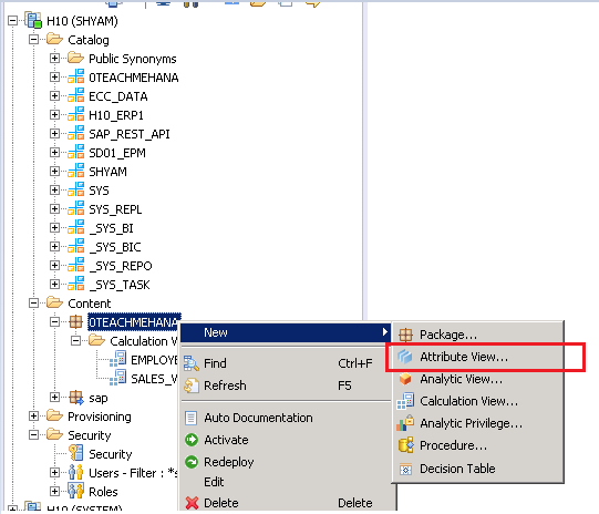 SAP HANA Attribute view