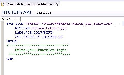 SAP HANA Table functions