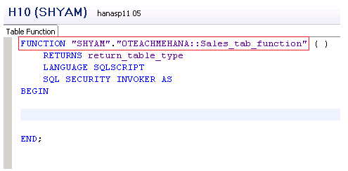 SAP HANA Table functions