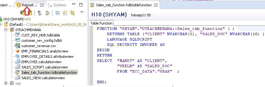 SAP HANA Table function
