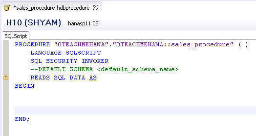 Sap hana Hdb stored procedure procedures Part 1