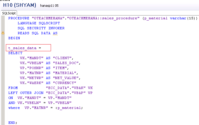 SAP HANA Stored Procedures