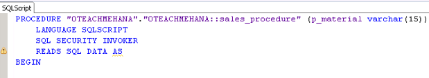 SAP HANA Stored Procedures