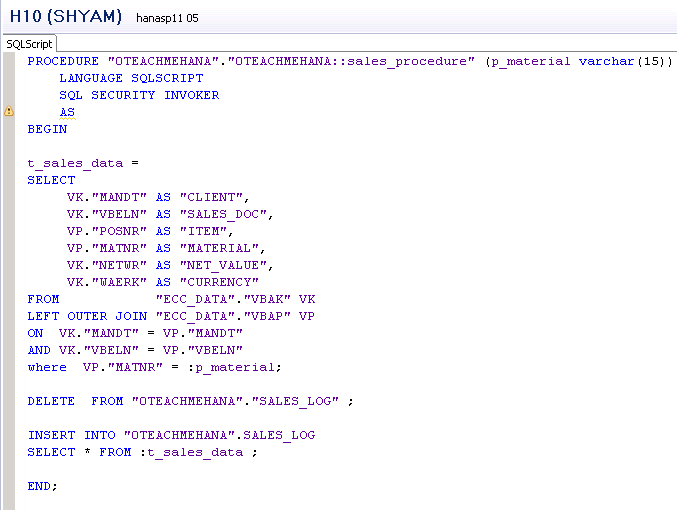 SAP HANA Stored Procedures