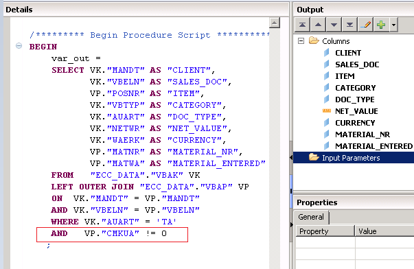 SAP HANA Scripted Calculation View Filters 