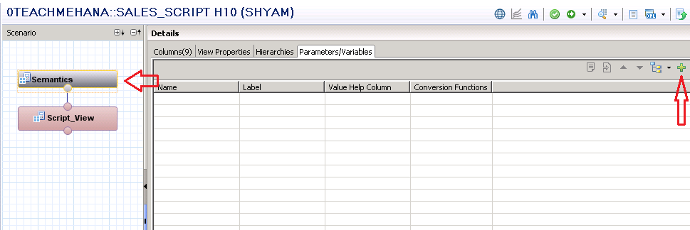 SAP HANA Scripted Calculation View Variables