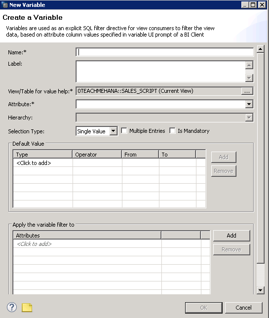 SAP HANA Scripted Calculation View -Variables