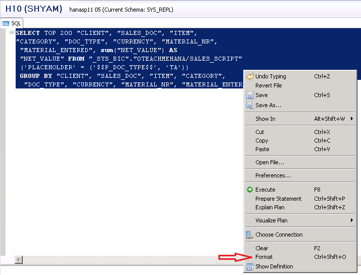 sap hana scripted calculation view execution