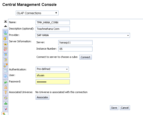 SAP busineess Objects OLAP Connection -SAP HANA Tutorial